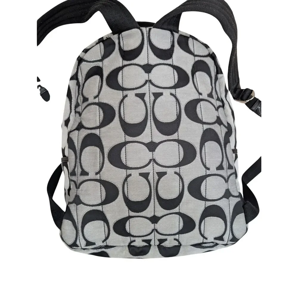 COACH! FAB BLACK, GRAY & SILVER MONOGRAM VINTAGE FULL SIZE BACKPACK, BAG, PURSE!
